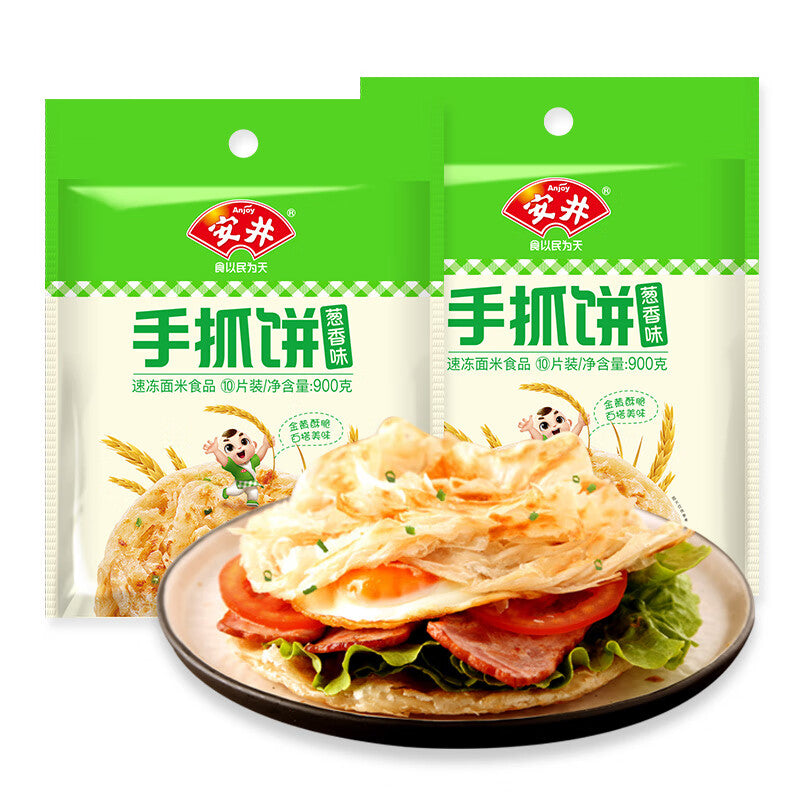 Anjoy Scallion Pancakes, Cooked Product and Packaging
