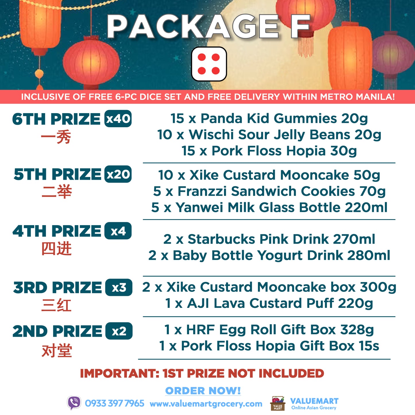 Dice Game Mid-Autumn Prize Package - Set F