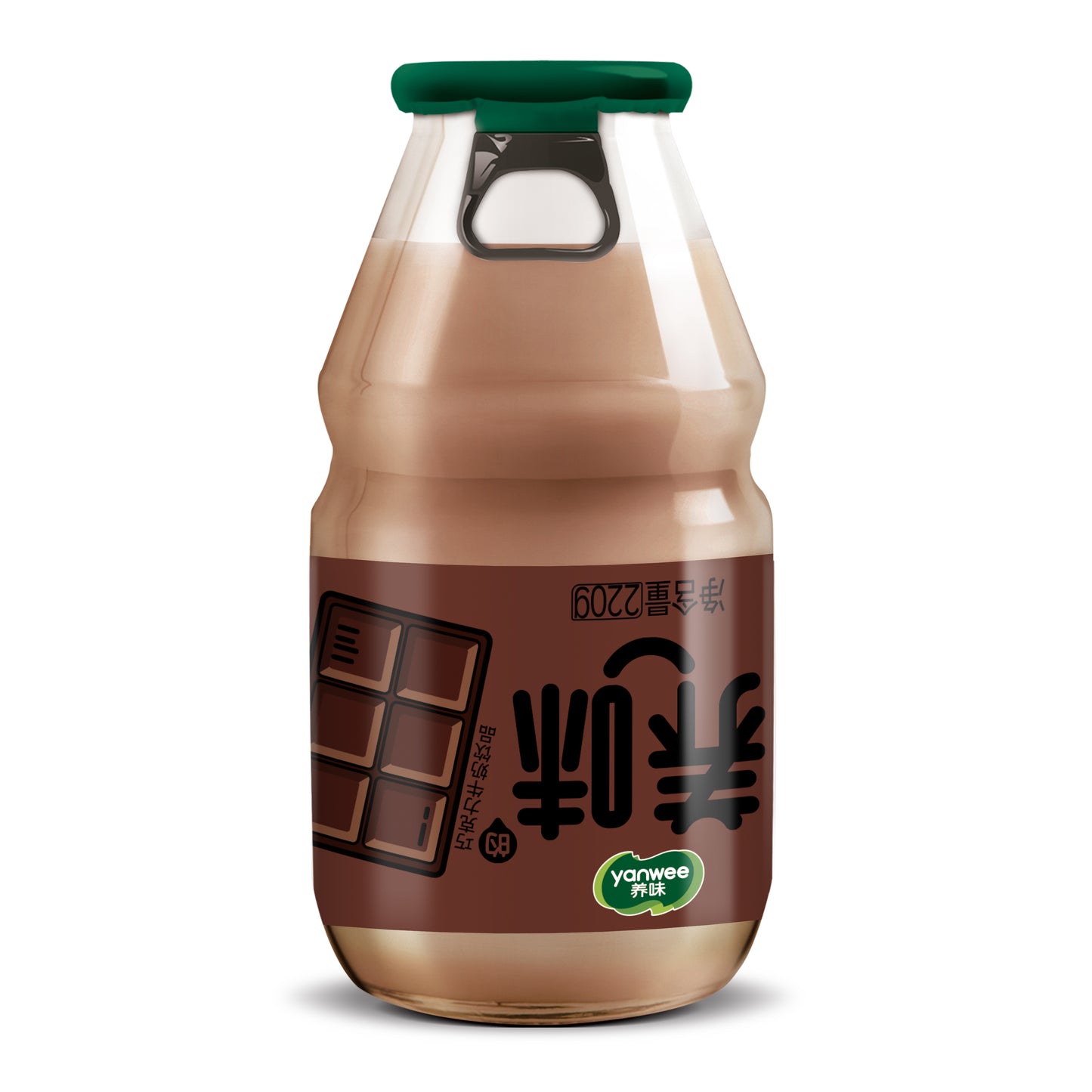 Yanwei Milk Drink in Glass Bottle (Chocolate Flavor) - 220 ml