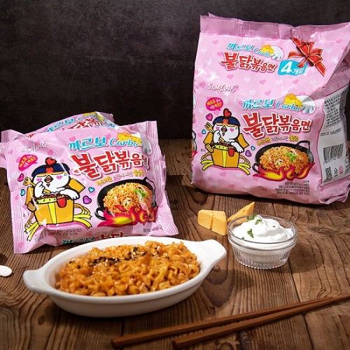 Samyang Buldak Carbonara Hot Chicken Flavor Ramen Spicy Korean Stir-Fried Instant Noodles - 130g