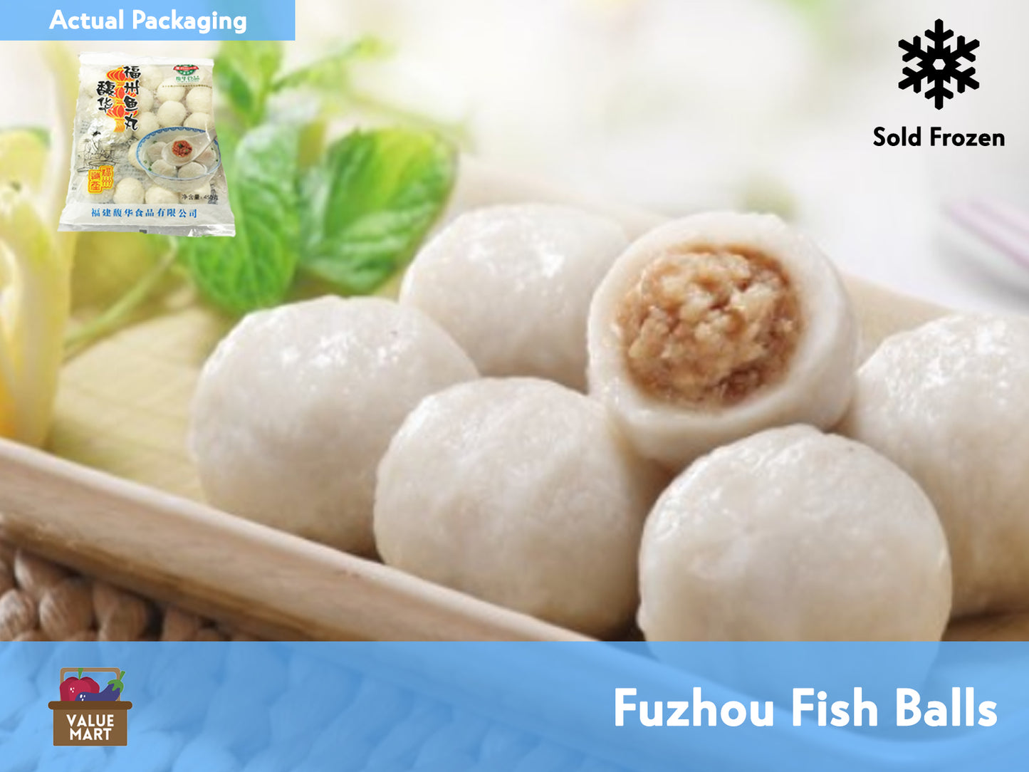 Fuzhou Fishballs (Meat Filled Fishballs), Cooked Product and Packaging