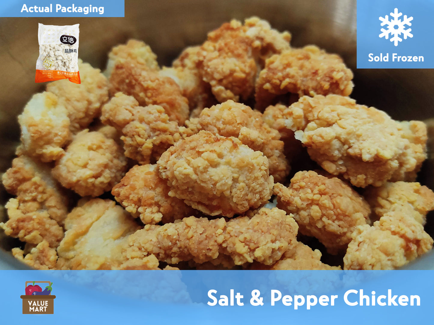 Lixin Salt & Pepper Chicken Pops, Cooked Product and Packaging