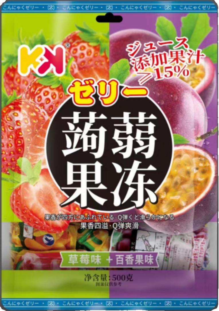 Chaoyouwei KK Duo Flavor Fruit Juice Jelly Bites (Strawberry & Passionfruit) - 500 grams