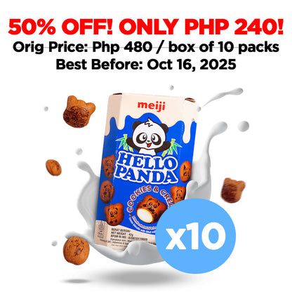 [50% OFF] Meiji Hello Panda Japanese Filled Biscuits (Cookies & Cream Flavor) - 42 grams x 10 packs