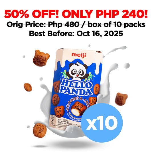 [50% OFF] Meiji Hello Panda Japanese Filled Biscuits (Cookies & Cream Flavor) - 42 grams x 10 packs