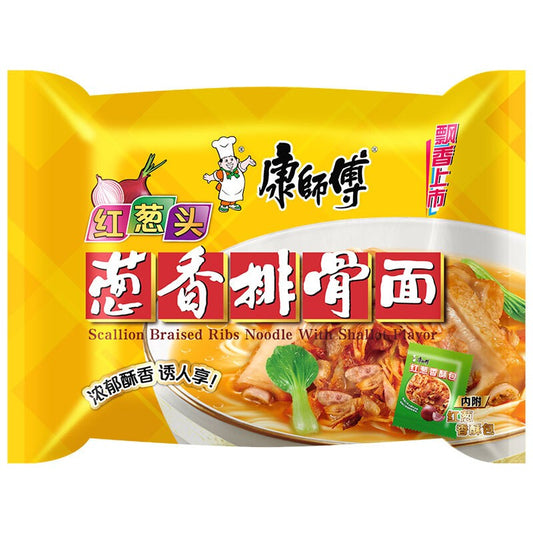 [5 FOR 100!] Kang Shifu Scallion Braised Pork Rib Noodle Soup with Shallots (Pack) - 104g