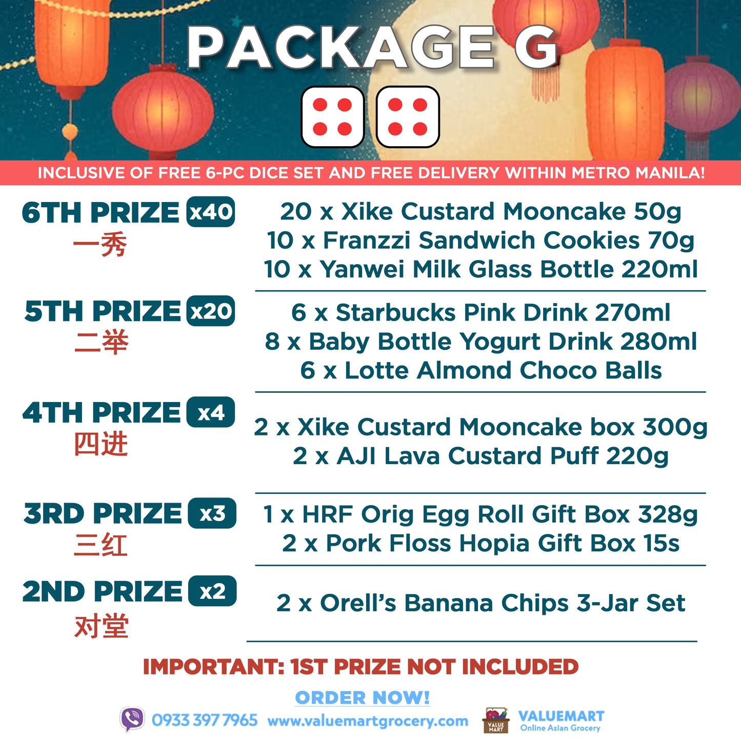 Dice Game Mid-Autumn Prize Package - Set G