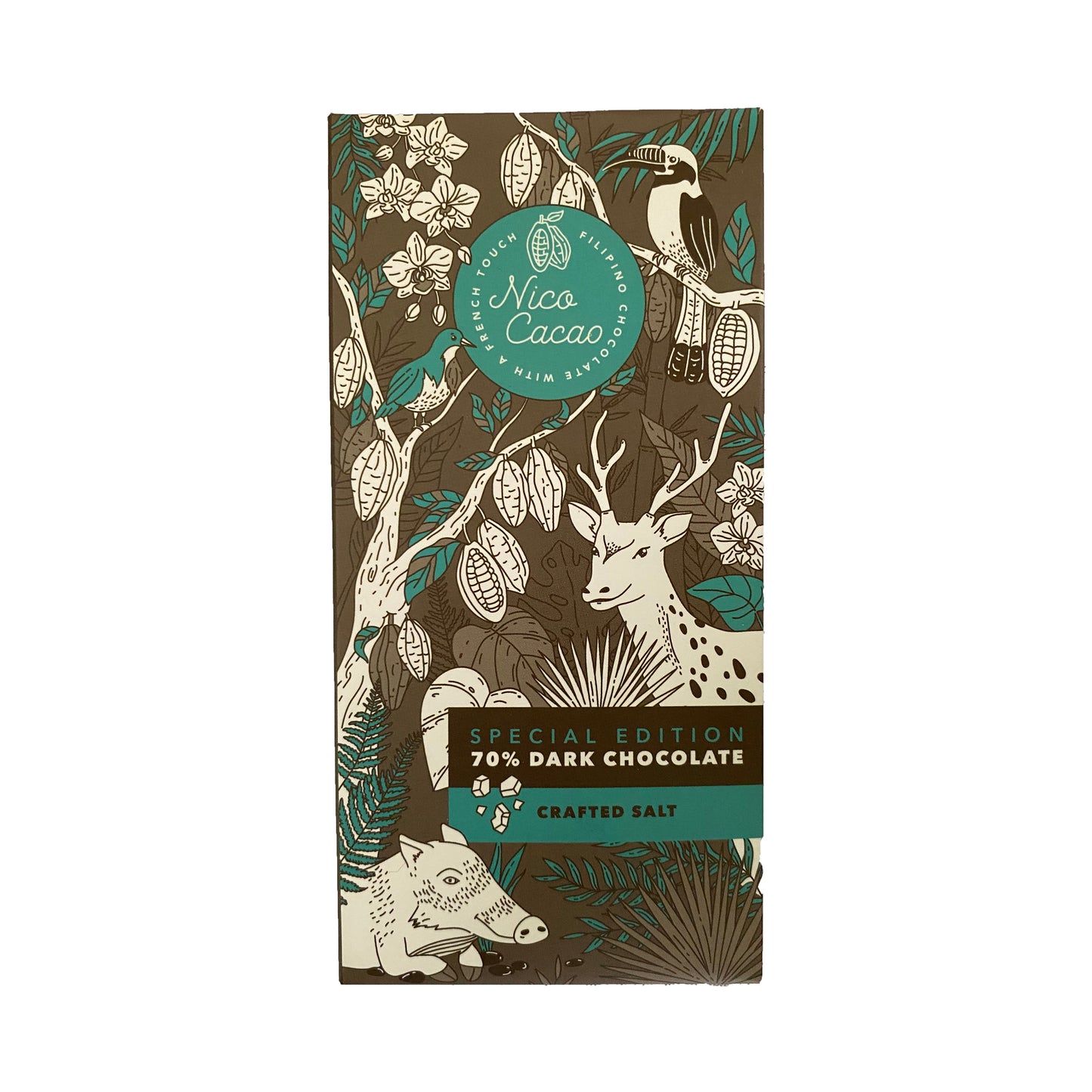 Nico Cacao 70% Asin Tibuok Craft Salt Dark Chocolate - 100 grams