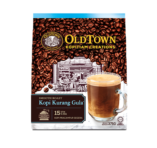 Old Town Kopi Tiam Creations Smooth Roast Less Sugar - 375 grams (15 sticks)