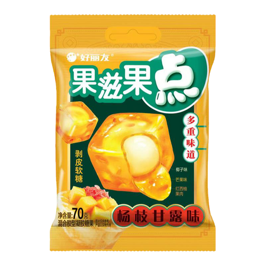 Orion Jelly-Filled QQ Cube Gummy Candies (Yangzhi Mango Pomelo Sago Flavor) - 70 grams