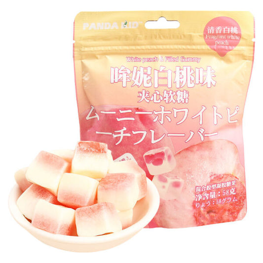 Panda Kid Jelly Filled Cube Gummy Candies (White Peach Flavor) - 58 grams