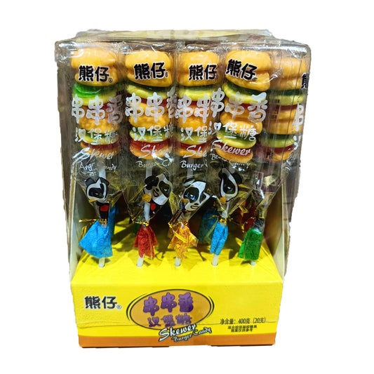 Panda Kid Mini Burger Gummy Candies on Stick - 400 grams