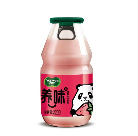 Yanwei Milk Drink in Glass Bottle (Strawberry Flavor) - 220 ml