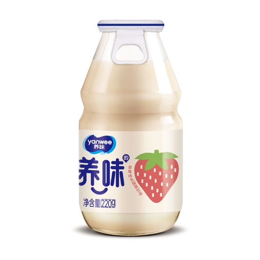 Yanwei Yogurt Drink in Glass Bottle (Strawberry Flavor) - 220 ml