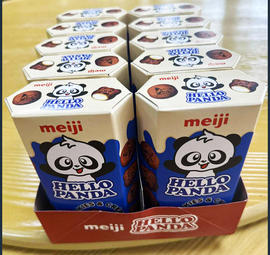 [50% OFF] Meiji Hello Panda Japanese Filled Biscuits (Cookies & Cream Flavor) - 42 grams x 10 packs