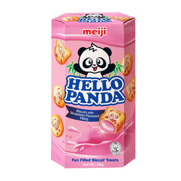 [3 FOR 100] Meiji Hello Panda Filled Japanese Biscuits (Strawberry Flavor) - 40 grams