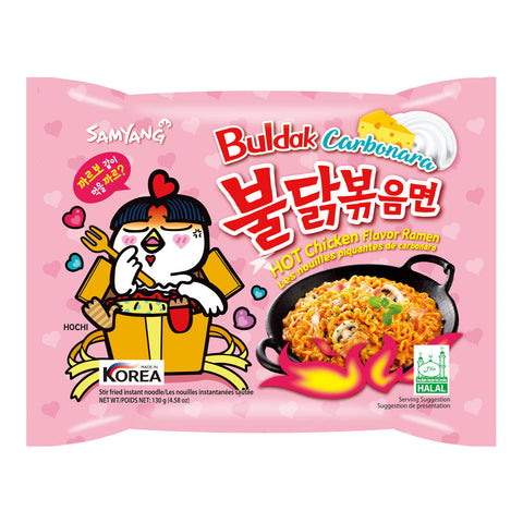 Samyang Buldak Carbonara Hot Chicken Flavor Ramen Spicy Korean Stir-Fried Instant Noodles - 130g