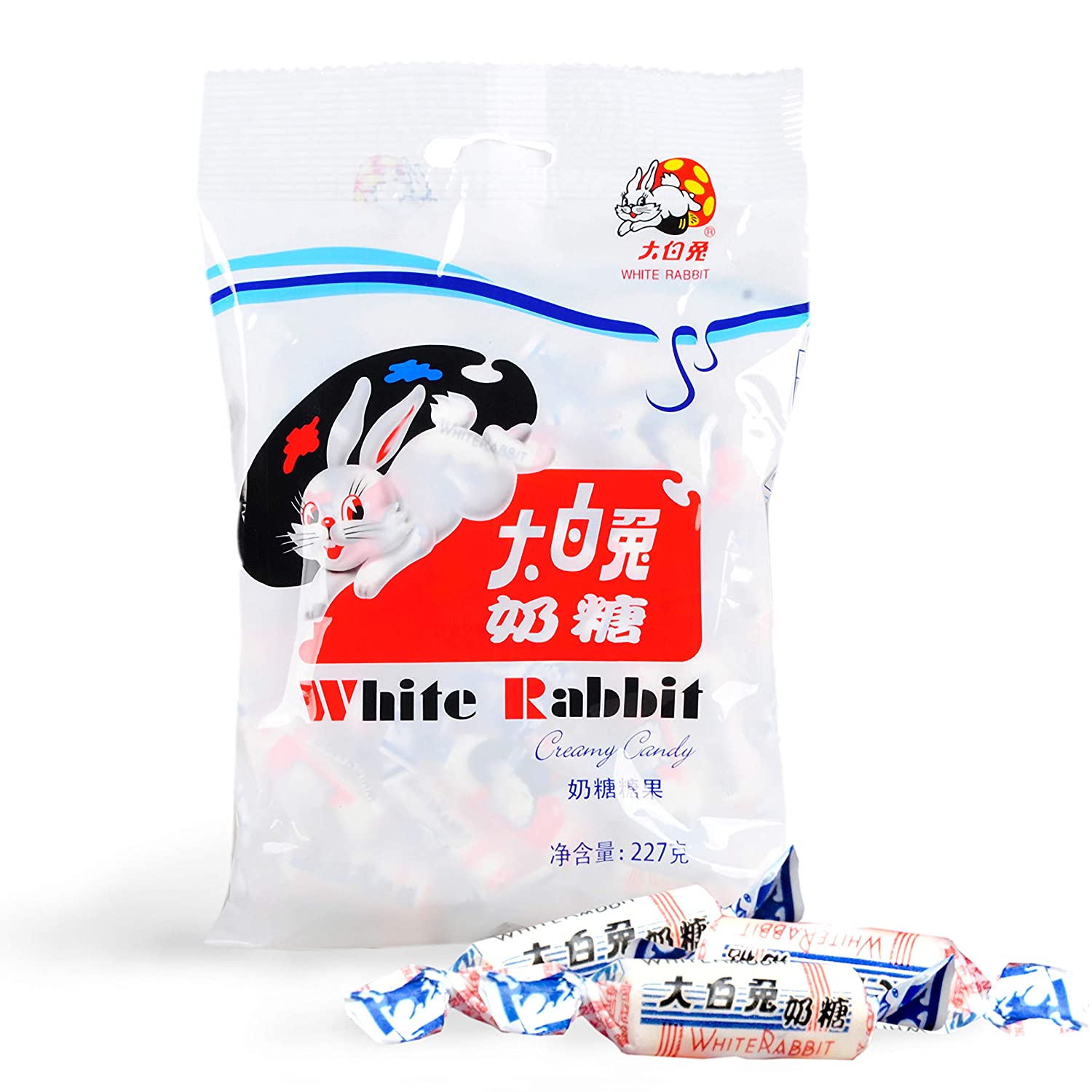 Chinese Rice Candy Rabbit Original White Rabbit Candy with Edible Rice Paper (Big Pack) - 227 gr ...