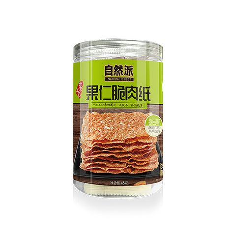 Ziranpai Crispy Pork Jerky Thins with Nuts (Seaweed Flavor) - 45 grams