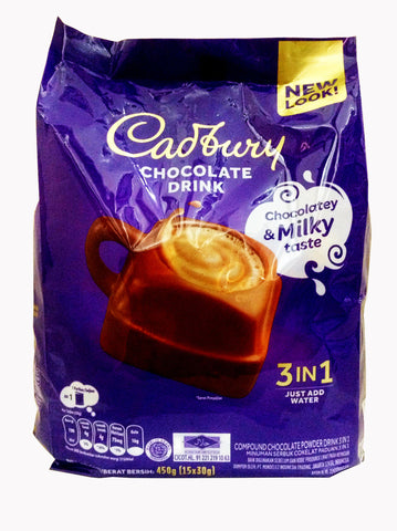 Cadbury Chocolate Drink Mix 3-in-1 Hot Chocolate Mix - 450 grams (15 sachets)