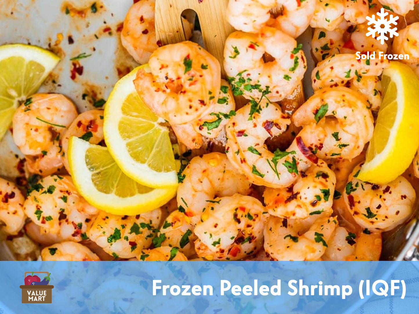 Frozen Peeled Shrimps (No Tail, Individual Quick Freezing) - 1 kg