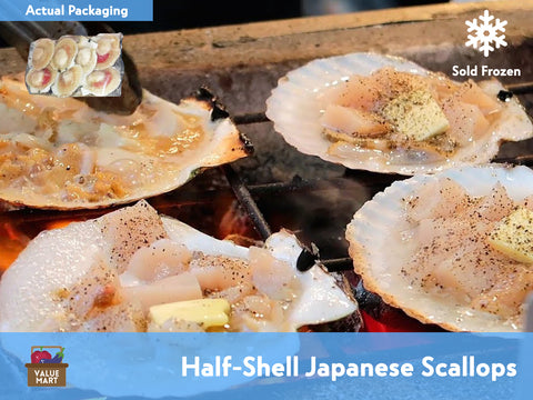 Half Shell Japanese Scallops - 1 kg (approx. 6-8 pcs)