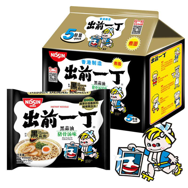 Nissin 出前一丁黑蒜猪骨拉面 - 100 克 x 5 包