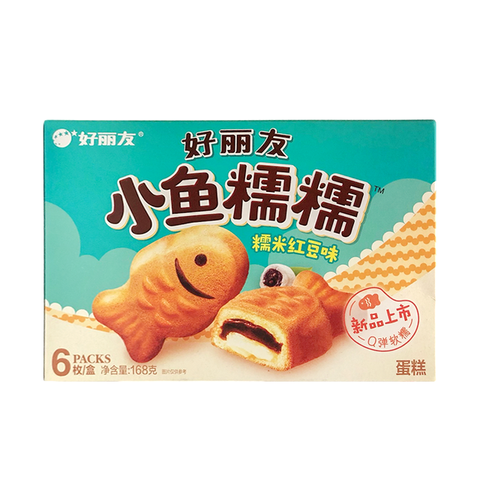 Orion Mochi Red Bean Taiyaki Cakes (Japanese-Style Fish Shaped Cakes) - 168 grams / 6 pcs